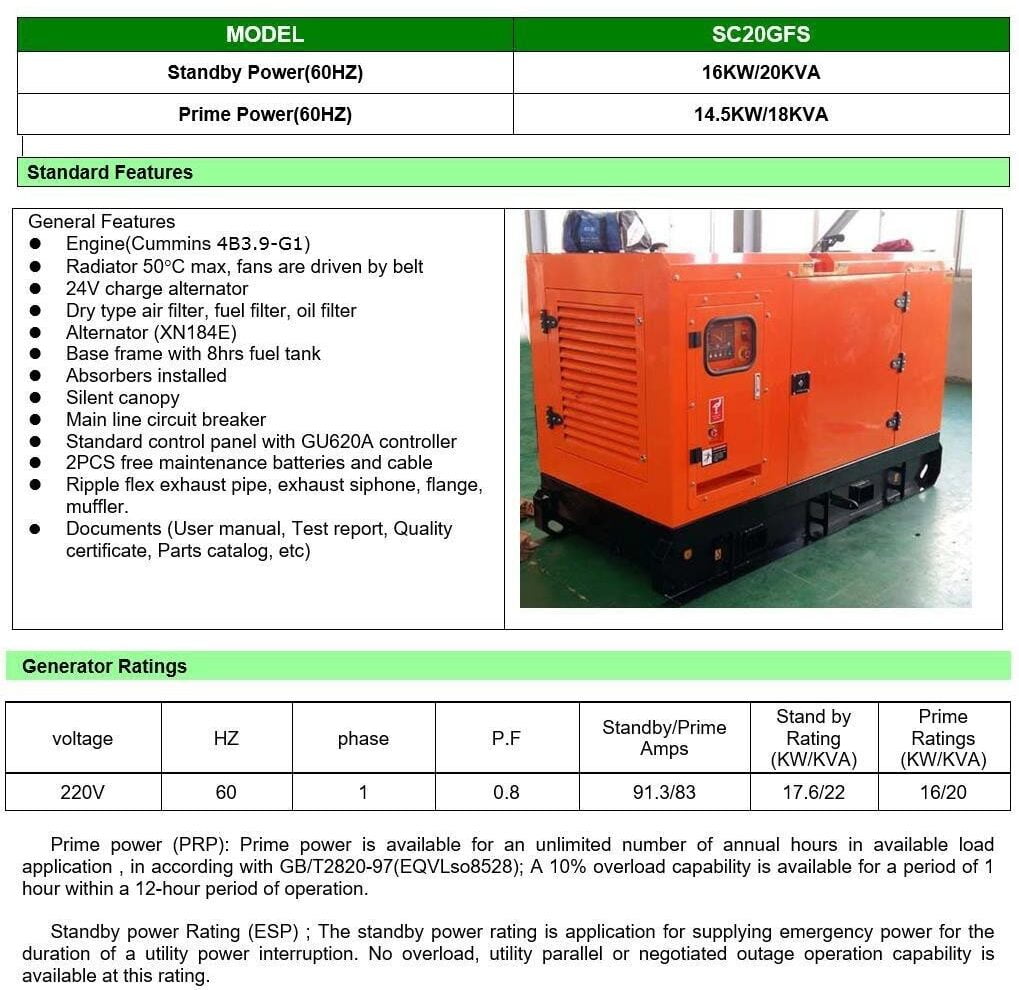 20KVA Diesel Generator Set SC20GFS